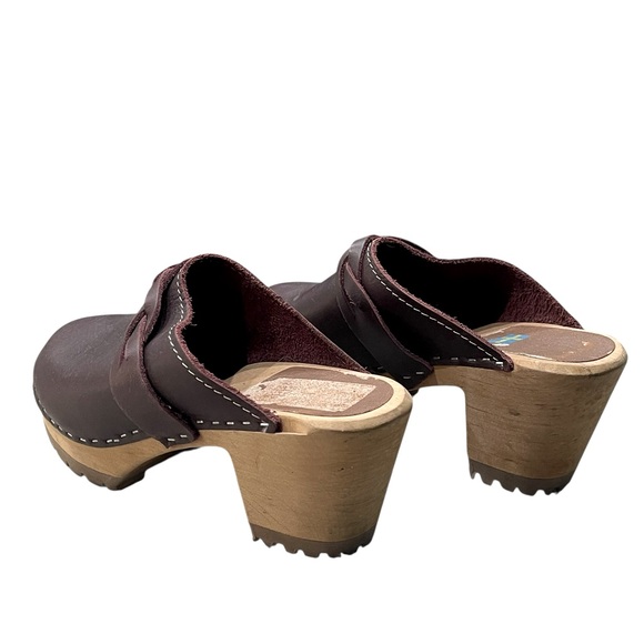 MIA Elsa Swedish Clogs Leather Wooden Heel Burgundy | EU 39 US 8.5 9 - Picture 6 of 8